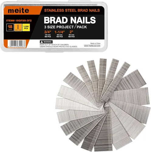Miniatura 13 de meite Clavos Brad de Acero Inoxidable Calibre 18, Clavos Brad de 18GA de 3/4 Pulgada, Clavos Pequeños de Acabado de Acero Inoxidable 304