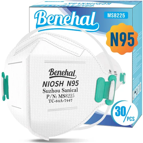 Máscara facial N95, paquete de 30 mascarillas desechables N95 con certificación NIOSH N95, 5 capas, seguridad transpirable, eficiencia del filtro