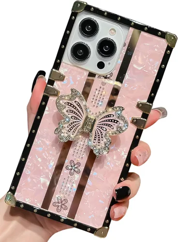 Miniatura 15 de Bonita funda compatible con Samsung Galaxy S22 Ultra, soporte plegable de lujo con diseño de mariposa brillante para mujeres y niñas, funda Blanco