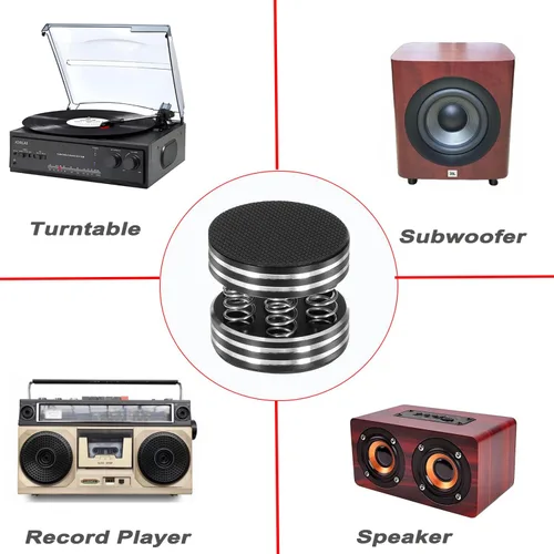 Miniatura 5 de 4 unids negro 1.732x1.575 in aislamiento de audio pies almohadillas soporte picos amortiguador de vibración para HiFi subwoofer amplificador altavoz