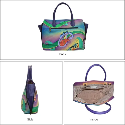 Miniatura 2 de Anna by Anuschka Hand-Painted Original Artwork, Genuine Leather - Large Expandable Tote