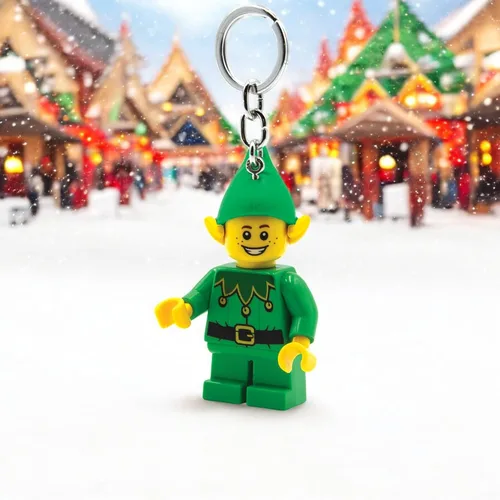 Miniatura 7 de LEGO Minifigure - Llavero de luz grande de 3 pulgadas de alto, elfo navideño (KE181H), regalo de vacaciones, relleno de calcetines