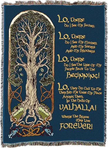 Miniatura 4 de Pure Country Weavers Manta de oración vikinga, árbol de la vida, tapiz de regalo nórdico tejido de algodón, fabricada en los Estados Unidos