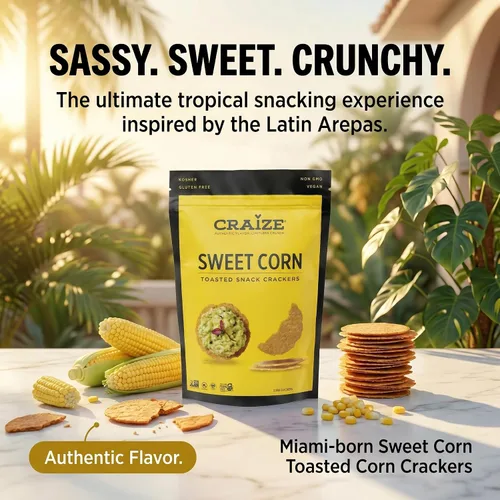 Miniatura 3 de Craize Sweet Corn Crisps Galletas de maíz tostadas sin gluten, veganas, kosher, 4 onzas cada una