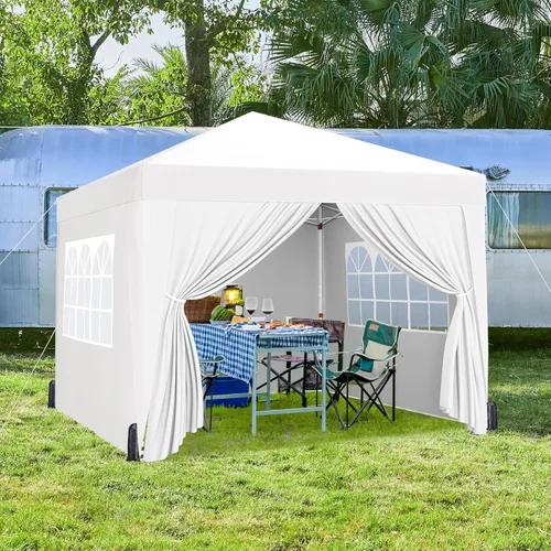 Miniatura 2 de Yaheetech Toldo desplegable de 10 x 10 pies con 4 paredes laterales extraíbles, tienda instantánea cerrada portátil, tienda de campaña impermeable