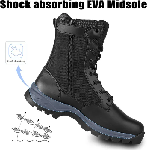 Miniatura 5 de Botas tácticas militares ligeras para hombres, duraderas YKK con cremallera lateral para policía, ejército, combate, selva, transpirables, cómodas