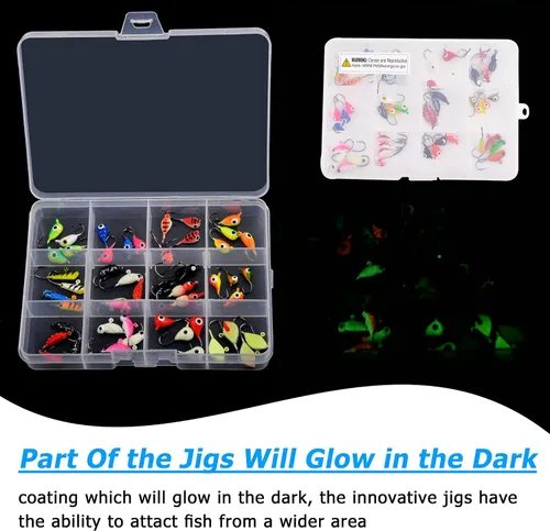 Miniatura 4 de Kit de plantillas de pesca en hielo, juego de señuelos de pesca en hielo, ganchos para la cabeza para lucioperca, panfish crappie, perca