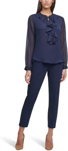 Miniatura 4 de Tommy Hilfiger Women's Classic Long Sleeve Ruffle Front Blouse