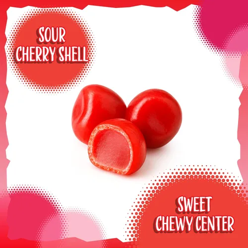 Miniatura 3 de Cherry Sours 36 mini paquetes Caramelos masticables a granel envueltos individualmente Bolas de cereza agria Caramelo antiguo para cuencos