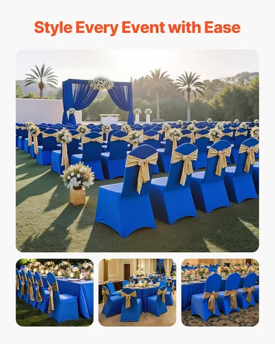 Miniatura 115 de VEVOR 150 fundas blancas para sillas de poliéster y elastano, fundas elásticas para bodas, fiestas, comedor, banquetes, sin pinzas, 150