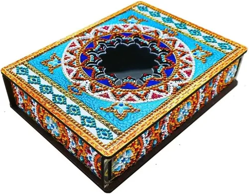 Miniatura 13 de HSTONY Caja decorativa de arte de diamantes DIY con kit de espejo, cajas de madera de pintura de diamantes, caja de almacenamiento de joyas para Set