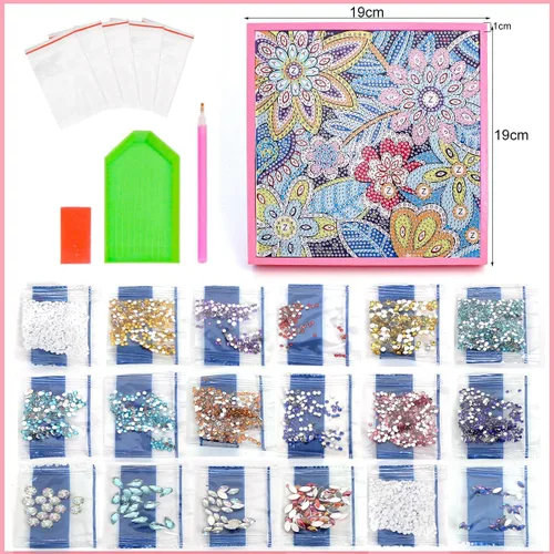 Miniatura 3 de ZUYUSUT Kits de pintura de diamantes de flores para niños con marco de madera para niñas, manualidades, diamantes de imitación por números, kits