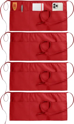 Utopia Wear Paquete de 4 delantales con 3 bolsillos, delantal de cintura para camarera, 12 pulgadas