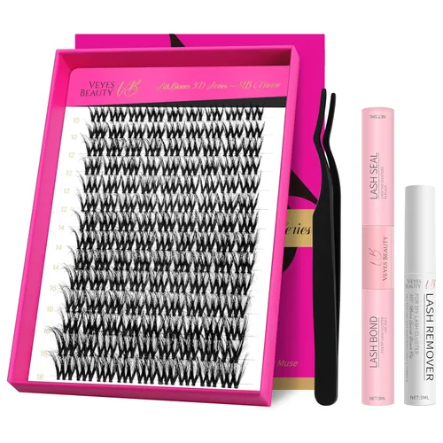 Miniatura 10 de VEYESBEAUTY Xtreme - Extensiones de pestañas individuales esponjosas, pestañas de volumen en capas 3D, banda delgada e invisible, pestañas de visón