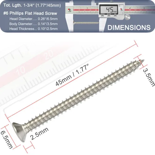 Miniatura 7 de Tornillos para madera, 60 tornillos Phillips de cabeza plana, tornillos de acero inoxidable 304 con kit de avellanado de madera ajustable