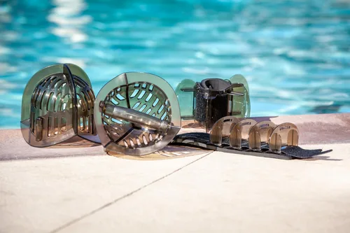 Pesas totales de piscina para paquete de ejercicios acuáticos, campanas de policarbonato para la parte superior del cuerpo y aletas acolchadas para