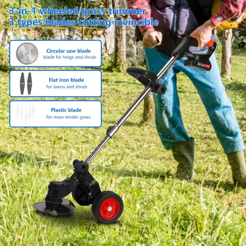 Miniatura 2 de Weed Eater, 3 en 1 inalámbrico Wacker - Cortadora de césped eléctrica con batería de 21 V 2000 mAh para jardín y patio con rueda (negro EE.UU.)