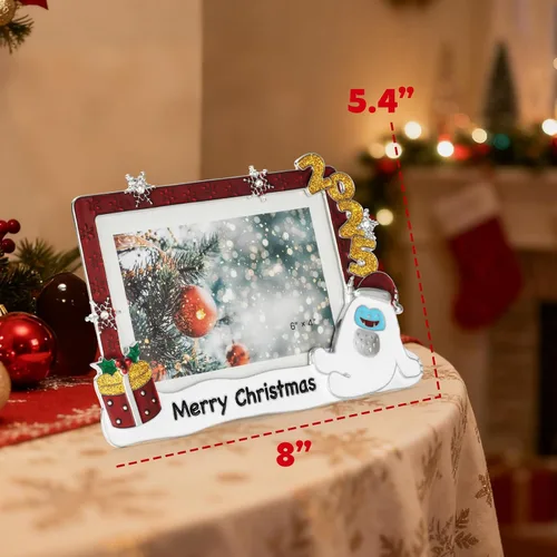 Miniatura 3 de Marco de Fotos Navideño 4x6 - Marco de Fotos 2025 de Metal con Vidrio de Alta Definición, Decoración del Hogar, Regalos de Navidad, Adornos