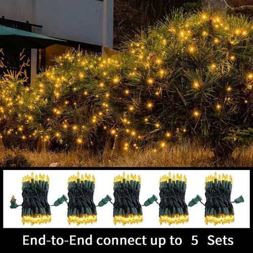 Miniatura 3 de LAMPHOME Cadena de luces navideñas, juego de 100 mini luces incandescentes para uso en interiores y exteriores (Amarillo)