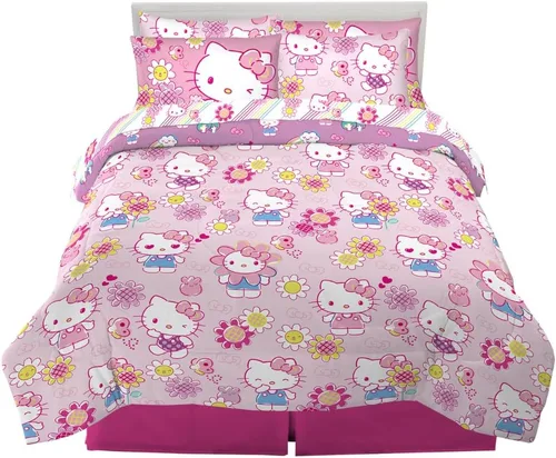 Miniatura 110 de Franco Collectibles Hello Kitty & Friends Juego de edredón y sábanas supersuaves con funda, 5 piezas, tamaño individual