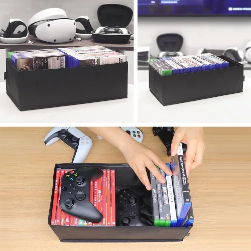 Miniatura 7 de sisma Estuche de almacenamiento de videojuegos compatible con Xbox PS5 PS4, soporte para discos de juego, organizador de almacenamiento para el hogar