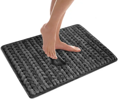 Miniatura 12 de MICRODRY - SoftLux - Tapetes de baño trenzados para baño, súper absorbente, tapetes de baño de espuma viscoelástica con base antideslizante GripTex