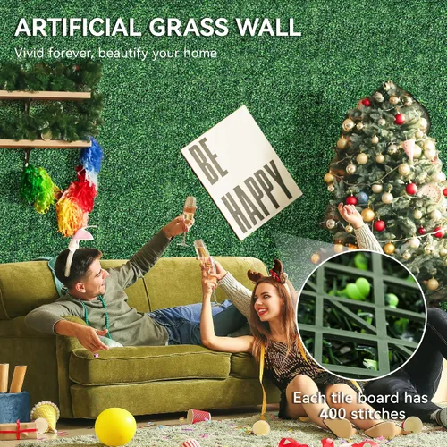 Miniatura 2 de YITAHOME 24 paneles de pared de césped artificial de 20 x 20 pulgadas, paneles de pared de seto de boj de césped artificial, valla de privacidad