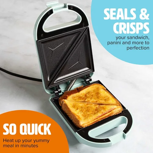 Miniatura 2 de Mini Sandwichera Tasty, Hace Sándwiches, Paninis, Queso a la Parrilla, Postres, Resultados Rápidos, Fácil Limpieza, 600W, Aqua (Paquete de 6)