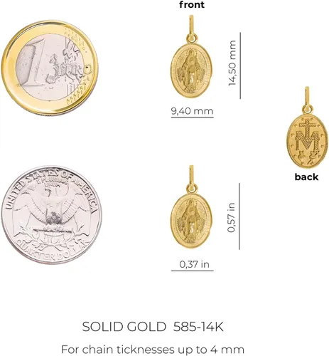 Miniatura 5 de forme di Lucchetta - pequeño dije colgante de medalla milagrosa de oro de 14 K - Fina joyería católica italiana - Dije para collar de la Bendita