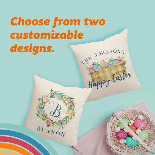 Miniatura 4 de Pattern Pop - Almohada de Pascua personalizada - Almohada decorativa de primavera - Almohada cuadrada de 17 x 17 pulgadas - Incluye funda y almohada