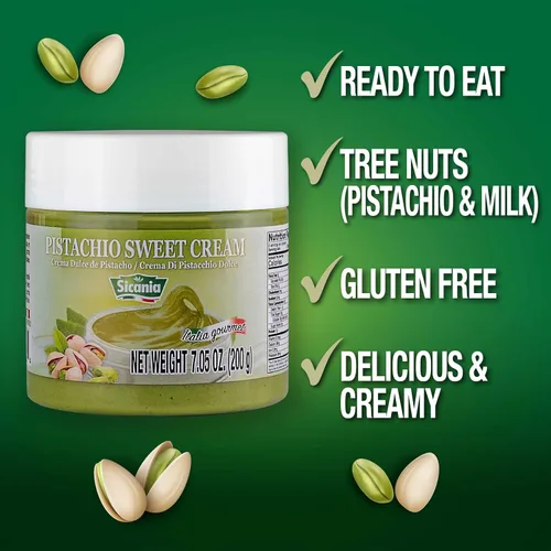Miniatura 3 de SICANIA - Crema de pistacho premium, 7.05 oz (200g) - Auténtica italiana, sin gluten, sin OGM - Crema gourmet para postres, pasteles, barra