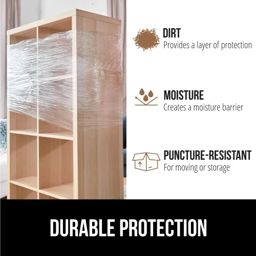 Miniatura 4 de GORILLA GRIP Film extensible 500% de plástico resistente, paquete de 2 rollos de envoltura retráctil de 1200 pies de 17 pulgadas, resistente a
