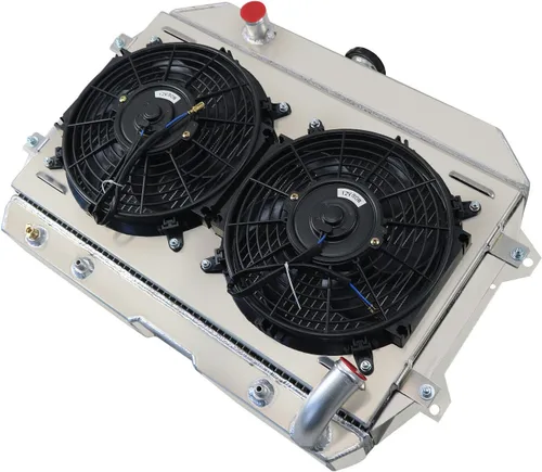 Miniatura 4 de Radiador para 1970-1974 Datsun 240Z 260Z 2.4L 2.6L L6 Gas, radiador de aluminio completo de 3 filas + 2 ventiladores de 10 pulgadas + cubierta + kit