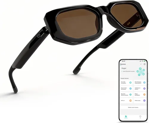 Lentes inteligentes AI para hombres y mujeres, impulsados por ChatGPT, traducción de más de 137 idiomas y asistente de voz, asistente de reunión,
