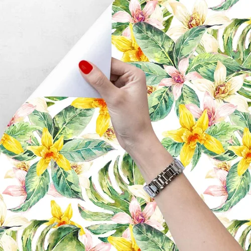 Papel tapiz de contacto floral de hojas para paredes, armarios, estantes, aparador, cajón, sala de estar, dormitorio, decoración de 17.7 x 78.7
