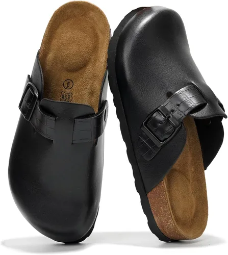 Miniatura 17 de Project Cloud Benton - Zuecos con plantilla de cuero genuino para mujer, pantuflas de espuma viscoelástica con soporte de arco, sandalias de moda