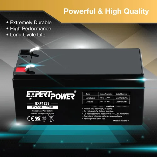 Miniatura 4 de ExpertPower Paquete de 6 baterías de plomo ácido selladas recargables de 12v 3.3ah