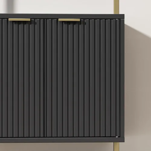 Miniatura 4 de Estantería de escalera con gabinete, estantería de pared de 71 pulgadas de alto con estantes y almacenamiento, estante de escalera estriado