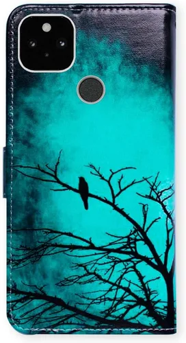 Miniatura 7 de Bcov Funda para Pixel 5a 5G, diseño de pájaro negro y verde con tapa para teléfono, con ranura para tarjetas, soporte para Google Pixel 5a 5G 2021