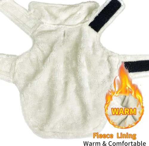 Miniatura 2 de Malier Abrigo de Invierno para Perro, Abrigo Clásico de Forro Polar a Cuadros para Clima Frío, Chaqueta para Perro con Bolsillo, Abrigo Cálido Blanco