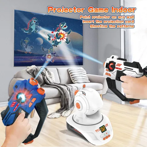 Miniatura 9 de Juego de 2 Pistolas de Etiqueta Láser con Proyector, Juego de Disparos Lazer para Niños, Adolescentes y Adultos con Pantalla de Puntuación LED