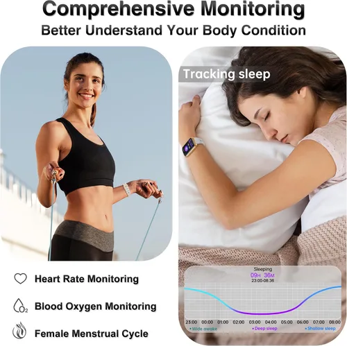 Miniatura 3 de Rastreador de actividad física, relojes inteligentes para mujeres y hombres con monitor de frecuencia cardíaca 24/7/presión arterial/oxígeno