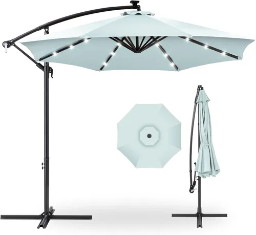 Miniatura 37 de Best Choice Products - Paraguas solar LED de 10 pies para colgar en el mercado o patio Gris