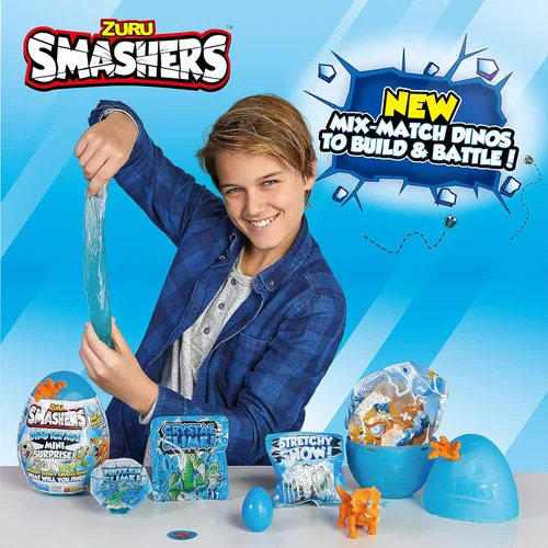 Miniatura 6 de ZURU Smashers Huevo Mini Rompible con Muchas Sorpresas! - Exclusivo Dino Era de Hielo T-Rex - Slime, Juguetes de Dinosaurios, Coleccionables