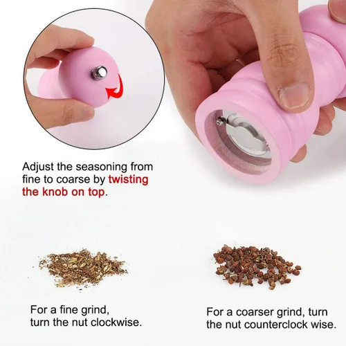 Miniatura 5 de uxcell Molinillo de sal y molinillo de madera de 4.5 pulgadas con grosor ajustable para condimentos, preparación de comidas, cocina, comedor