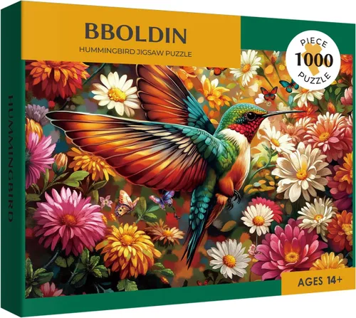 Miniatura 2 de Rompecabezas de flores coloridas de colibrí, 1000 piezas para adultos, pájaro, girasol, mariposa, naturaleza, rompecabezas de plantas, primavera