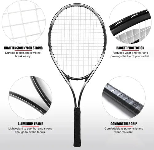 Miniatura 3 de Racque de tenis para principiantes de 27 pulgadas para adultos, juego de raqueta individual ligera para mujeres y hombres con bolsa de transporte