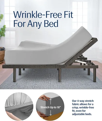 Miniatura 5 de REST® Evercool®+ Juego de sábanas básico, tamaño King, gris claro, sábanas transpirables para personas que duermen con calor y sudores nocturnos