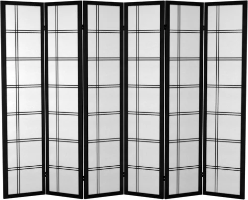 Miniatura 16 de Oriental Furniture - Divisor doble de lona con cruz de 6 pies de alto, palisandro, 6 paneles Rosewood