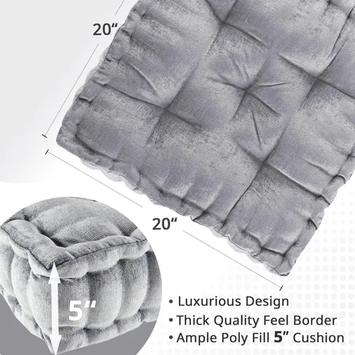 Miniatura 7 de Intelligent Design Azza Almohada de Piso, Cojines Grandes para Sentarse para Adultos, Almohada de Piso para Meditación o Yoga, Chenille Lustroso